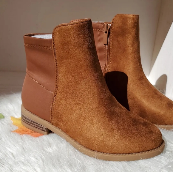 Faux Suede Tan Ankle Boots - Picture 3 of 3
